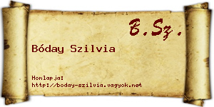 Bóday Szilvia névjegykártya