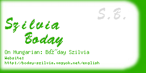 szilvia boday business card